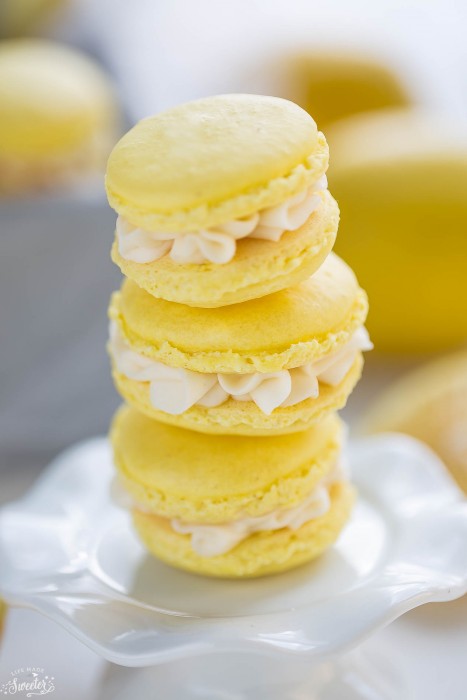 Lemon French Macarons filled with coconut buttercream make the perfect sunny sweet treat!!