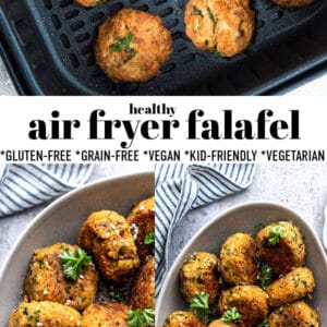 Pinterest collage of air fryer falafel photos.