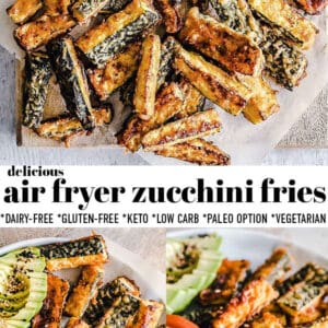 Pinterest collage for air fryer zucchini fries.