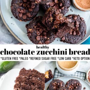 Pinterest collage of chocolate zucchini bread.