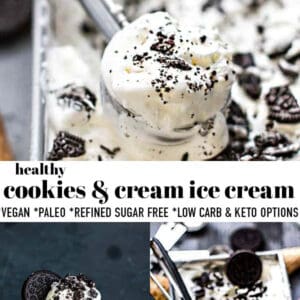 Pinterest collage for cookies and cream ice cream.