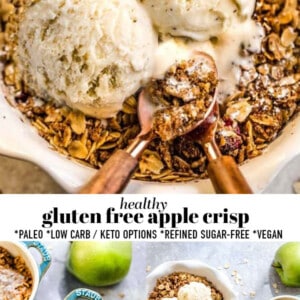 Pinterest collage of gluten free apple crisp