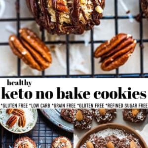 Pinterest collage for keto no bake cookies.