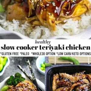 Pinterest collage of slow cooker teriyaki chicken photos.