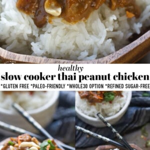 Pinterest graphic for slow cooker thai peanut chicken