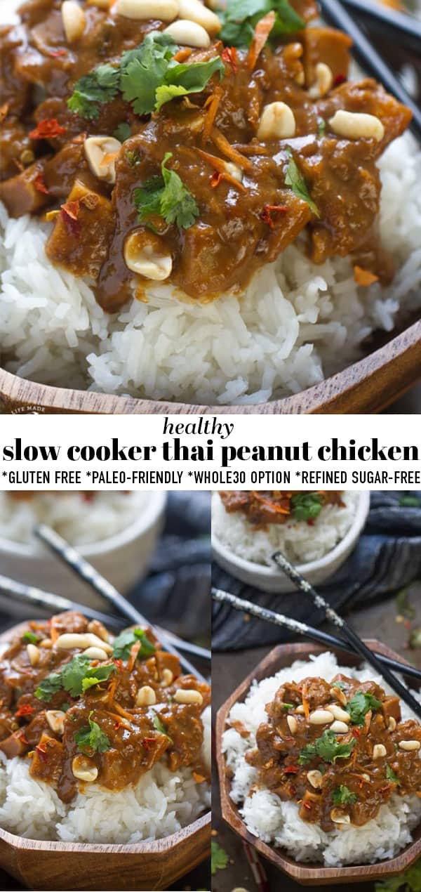 Slow Cooker Thai Peanut Chicken | Gluten-Free + Paleo Options