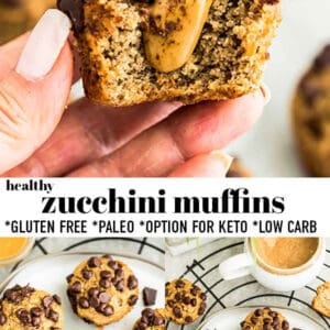 Pinterest collage of zucchini muffins.