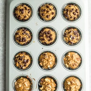 Top view of low carb muffins in a muffin pan