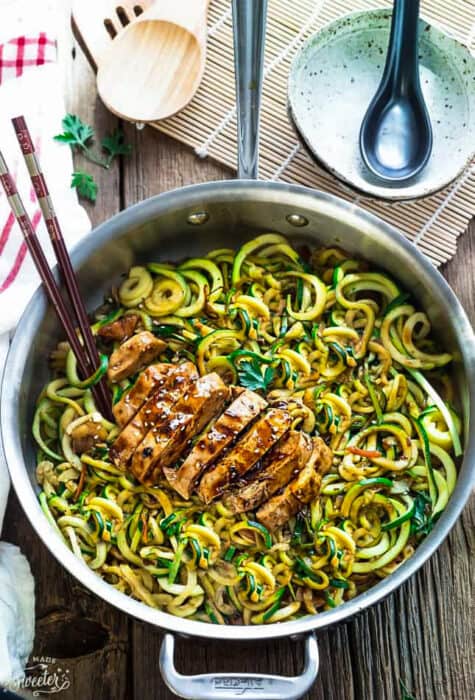 Zucchini Noodles with Teriyaki Chicken - Easy Keto Dinner | Whole30