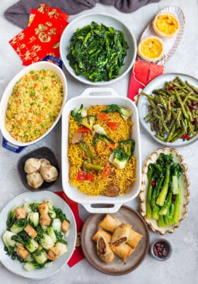 Top view of lunar new year recipes