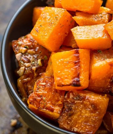 Maple Pecan Roasted Butternut Squash makes the perfect easy side dish for fall. Best of all, they're so simple to customize and are vegan, paleo-friendly and gluten free with no refined sugar.