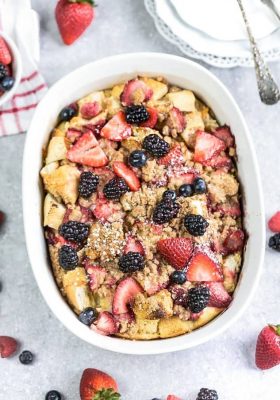 Overnight Mixed Berry Cream Cheese French Toast Bake Casserole Bake makes the perfect, easy and delicious breakfast, brunch or dessert. A great recipe to add to Mother's Day, Easter, Fourth of July or any special weekend occasion.
