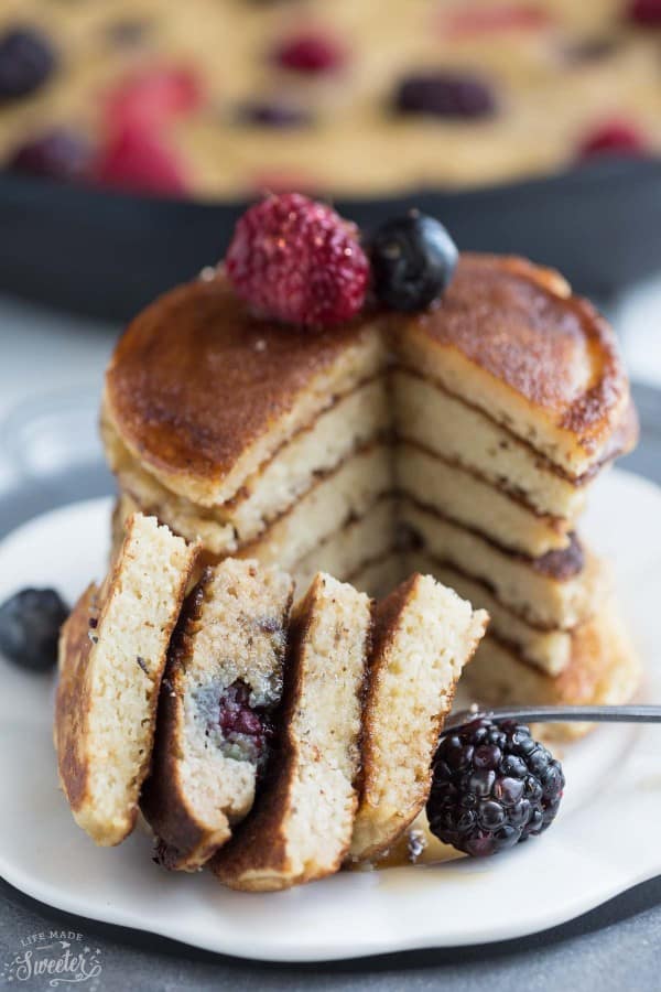 Mixed Berry Paleo Coconut Flour Pancakes are the perfect healthy weekend breakfast