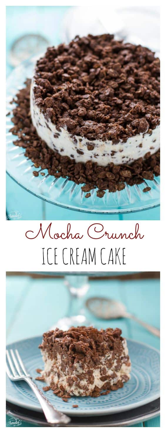 Mocha Crunch Ice Cream Cake is so easy to make with only 4 ingredients!