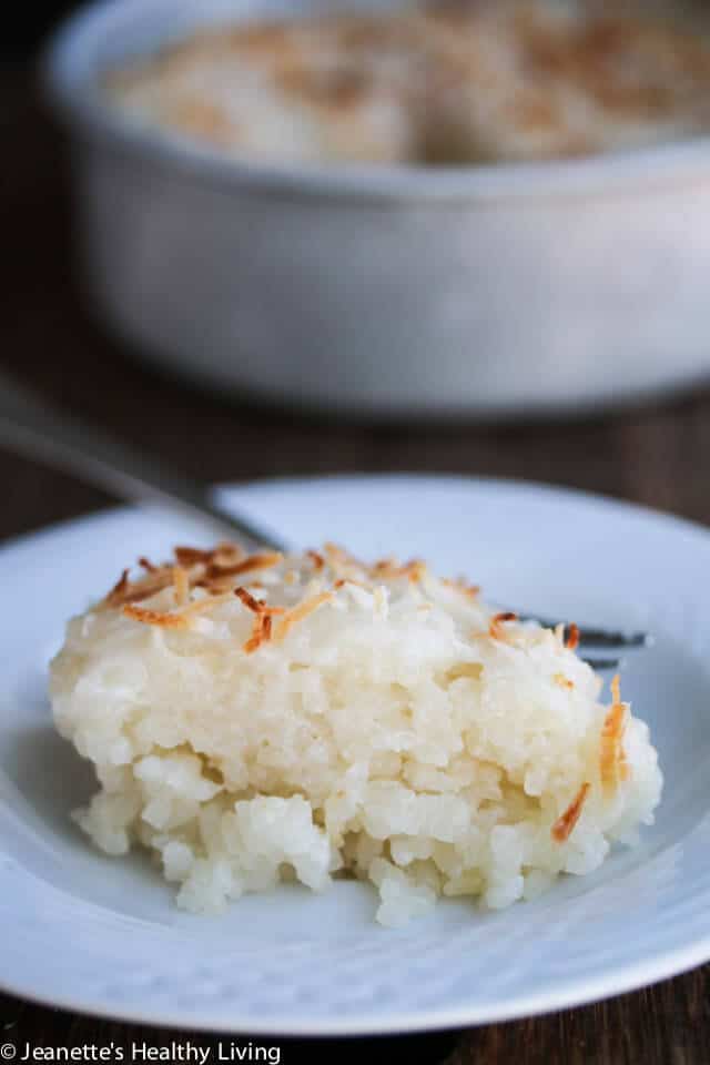 A serving of Coconut Sticky Rice Cake on a plate