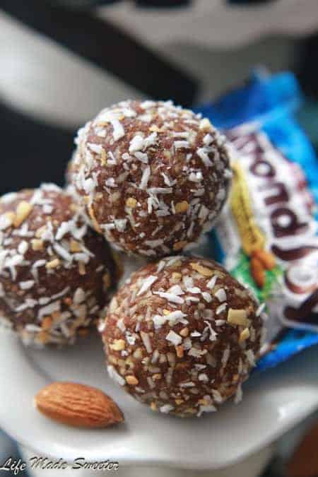 No Bake Almond Joy Energy Bites make the perfect healthy snack. Best of all, they're paleo-friendly, gluten free, refined sugar free and vegan!