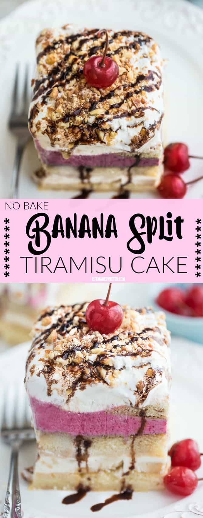  No Bake Banana Split Tiramisu Cake makes the perfect easy summer dessert!!