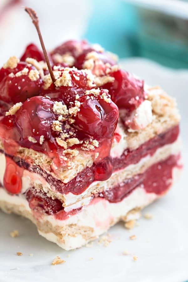 No Bake Cherry Cheesecake Icebox Cake + Recipe VIDEO