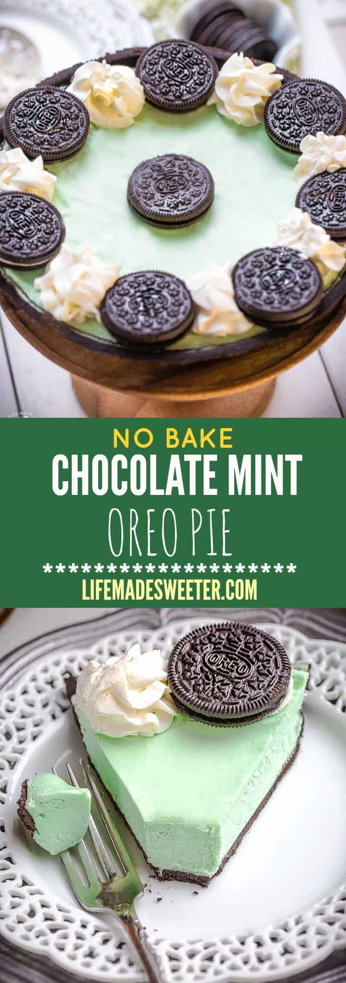 No Bake Chocolate Mint Oreo Pie makes the perfect easy dessert