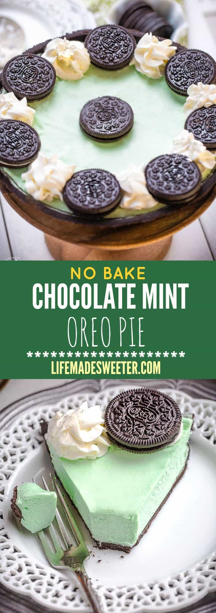 No Bake Chocolate Mint Oreo Pie gør den perfekte nemme dessert