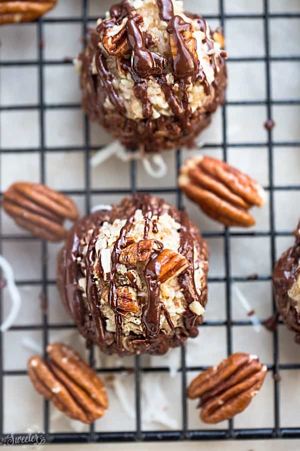 No Bake German Chocolate Cake Cookies make the perfect easy treat with all the classic flavors of the popular cake. Full of coconut, chocolate and pecans and best of all, no oven required!