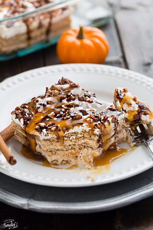 No Bake Pumpkin Icebox Cake makes the perfect make ahead fall dessert. Best of all, takes just minutes to whip up and full of cozy fall flavors!