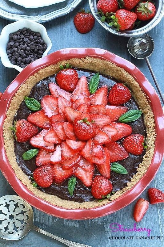 No-Bake Strawberry Chocolate Ganache Tart makes an easy & decadent dessert.