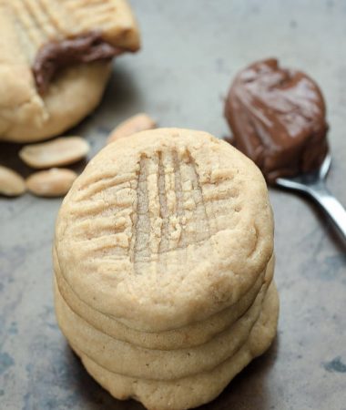 Nutella Stuffed Peanut Butter Cookies stacked