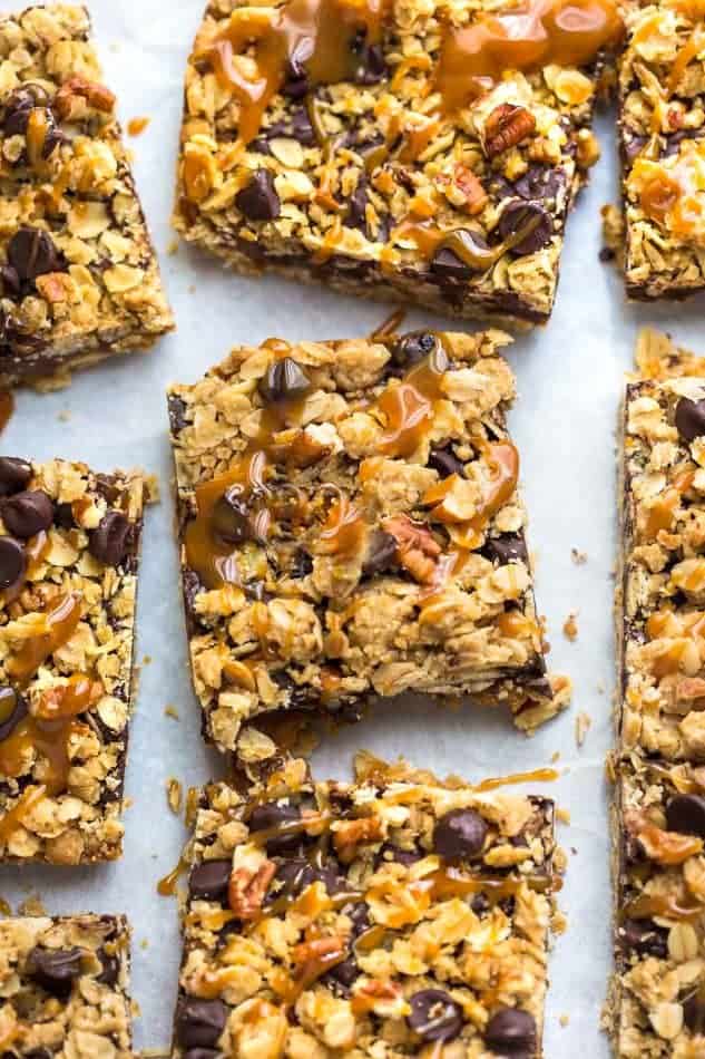 Oatmeal Carmelitas make the perfect easy decadent treat. Best of all, they're soft, chewy and full of delicious layers of oatmeal, chocolate and gooey caramel. Great for bringing along to dessert bars or any potluck or parties.