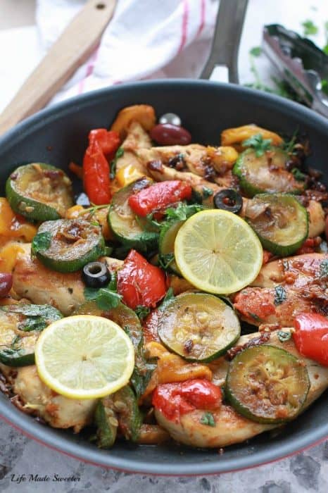 One-Pan Mediterranean Chicken Skillet is a fresh & flavorful dish ready in under 30 minutes. Perfect for weeknights.