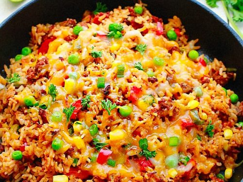 Vegetarian One Pan Mexican Rice (Healthy!)