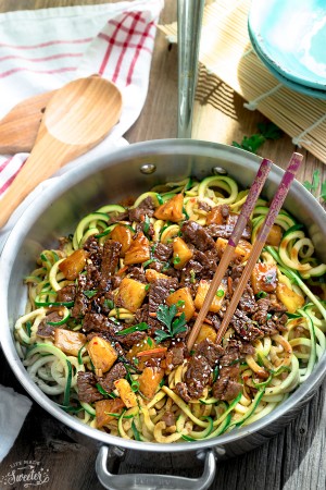 One Pan Mongolian Beef Zoodles make the perfect easy weeknight meal! Best of all, it comes together in under 30 minutes with just one pot to clean!