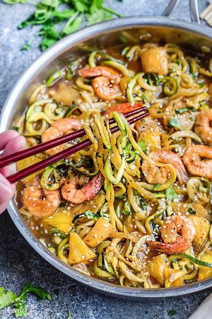 One Pot Kung Pao Chicken Zoodles {Zucchini Noodles}