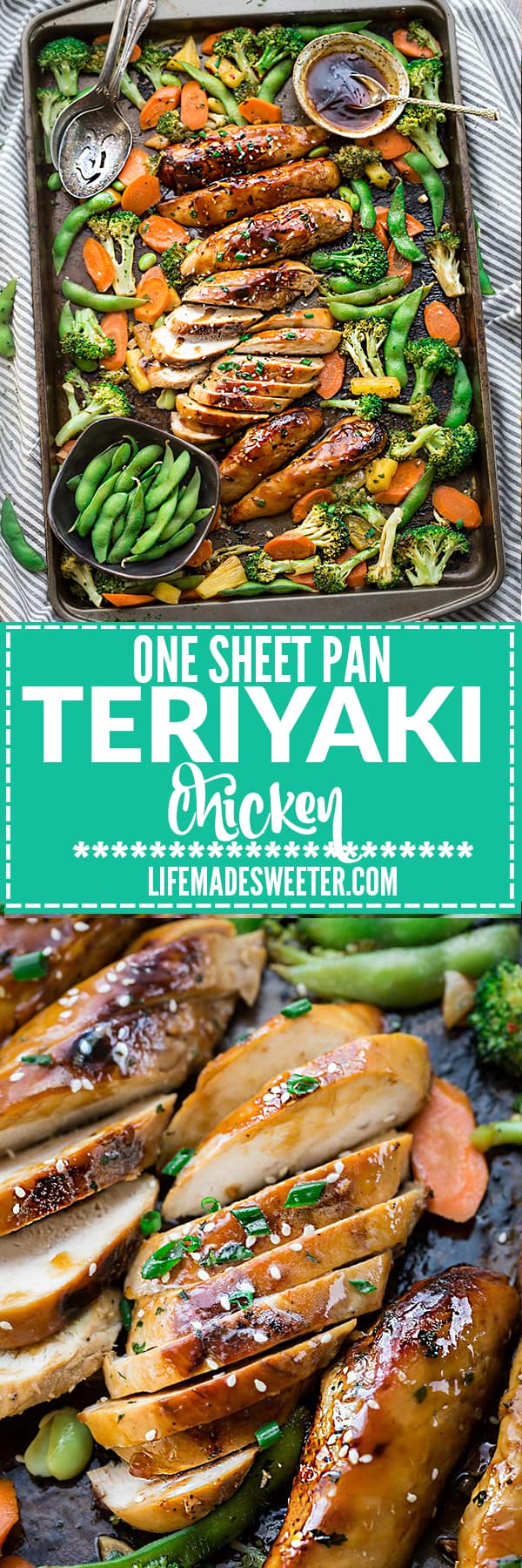One Sheet Pan Teriyaki Chicken with Vegetables makes the perfect easy weeknight meal! Best of all, everything cooks up onto just ONE sheet pan with minimal cleanup!