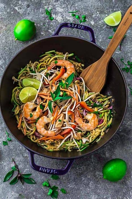 Pad Thai Zoodles {zucchini Noodles} - Keto   Low Carb   Paleo   Whole30 