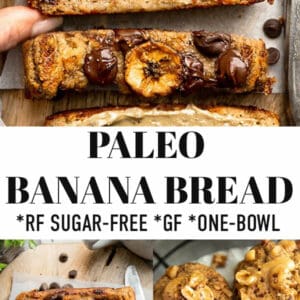 Pinterest image for paleo banana bread recipe.