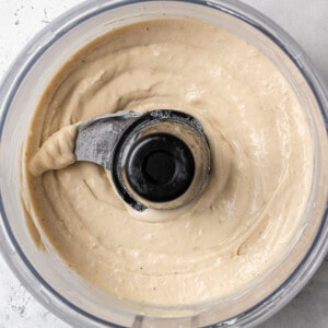 Overhead view of paleo ice cream in a food processor bowl