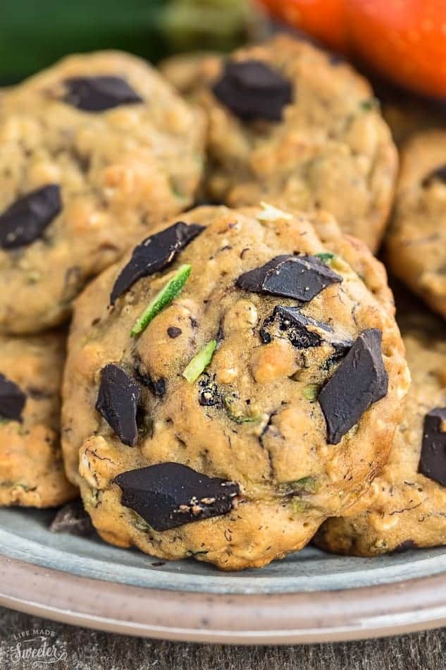 Close up view of zucchini cookies 