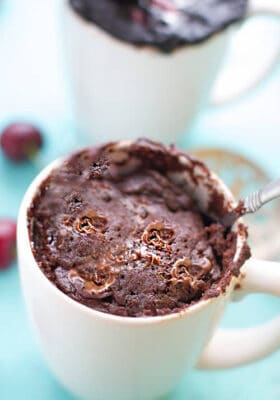 Low Carb Keto Mug Cake in a white mug cake