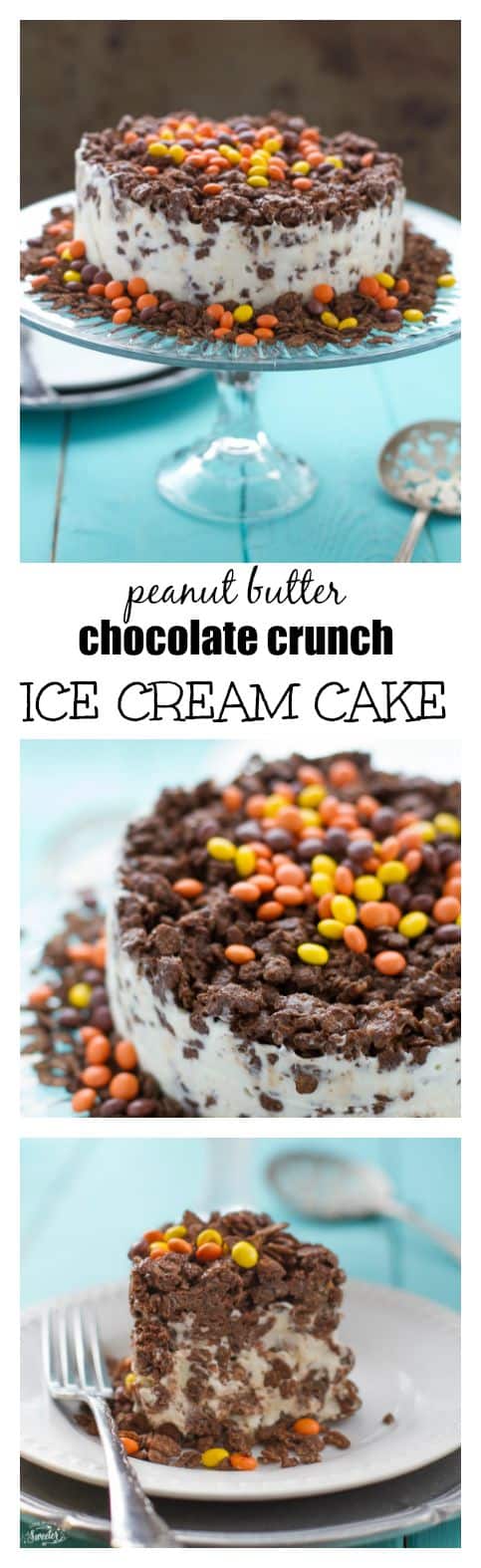 Peanut Butter Chocolate Crunch Ice Cream Cake is so easy to make with only 5 ingredients.