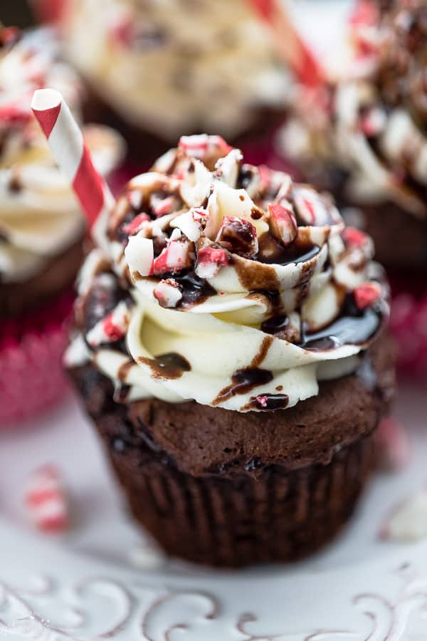 Peppermint Mocha Cupcakes have all the beloved flavors of the favorite coffee shop drink!!!
