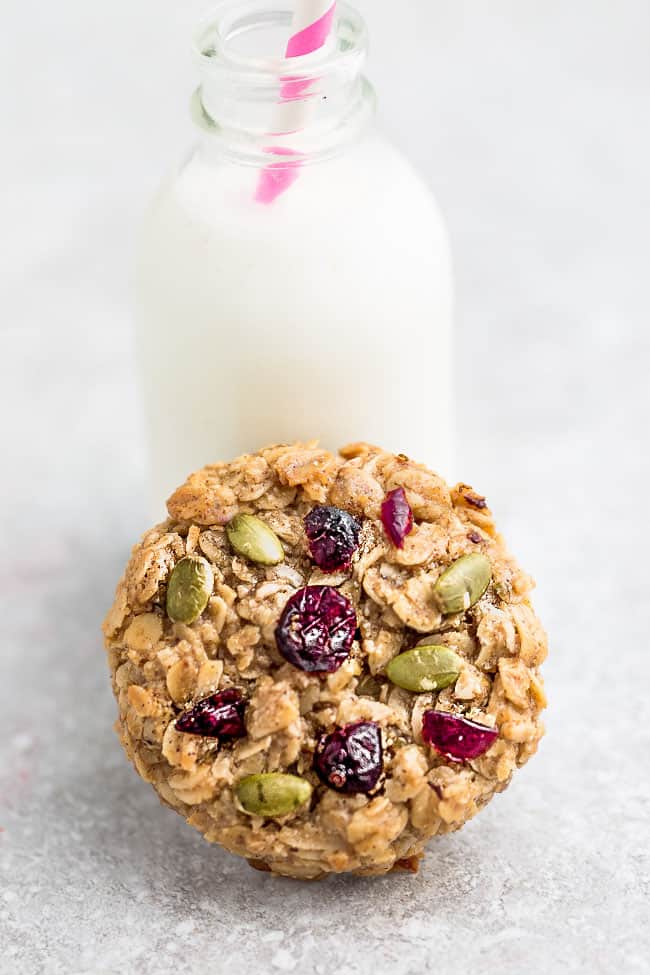 Pumpkin Breakfast Cookies – the perfect healthy make-ahead, portable breakfast (or dessert) for busy mornings. Best of all, easy to customize & made with oats, pumpkin seed butter, cozy fall spices & maple syrup. Gluten free, refined sugar free with vegan and nut free option.