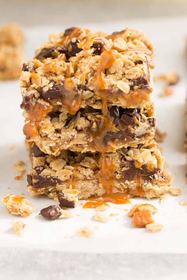 Oatmeal Carmelitas make the perfect easy decadent treat. Best of all, they're soft, chewy and full of delicious layers of oatmeal, chocolate and gooey caramel. Great for bringing along to dessert bars or any potluck or parties.
