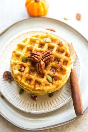 The BEST Pumpkin Chaffles - Easy Low Carb Waffles - Only 2 NET CARBS