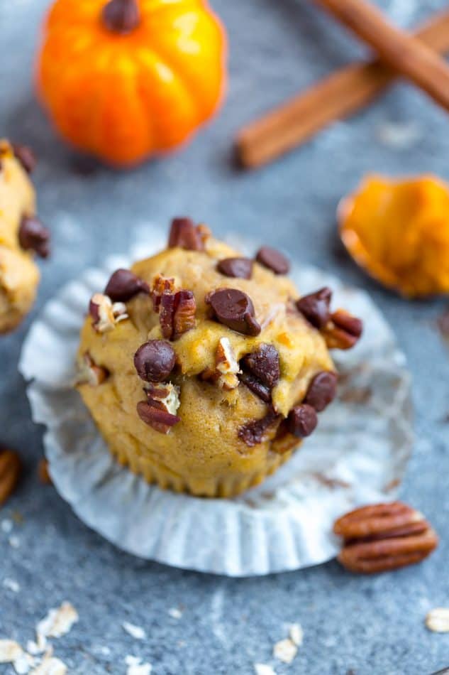 Pumpkin Chocolate Chip Muffins - the perfect easy breakfast or on the go snack for fall. Best of all, bursting with cozy and warm fall flavors and comes together in just ONE bowl! 