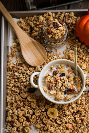 Crunchy Pumpkin Granola Clusters makes the perfect healthy breakfast or snack! Best of all, it's so easy to make and is gluten free and refined sugar free.