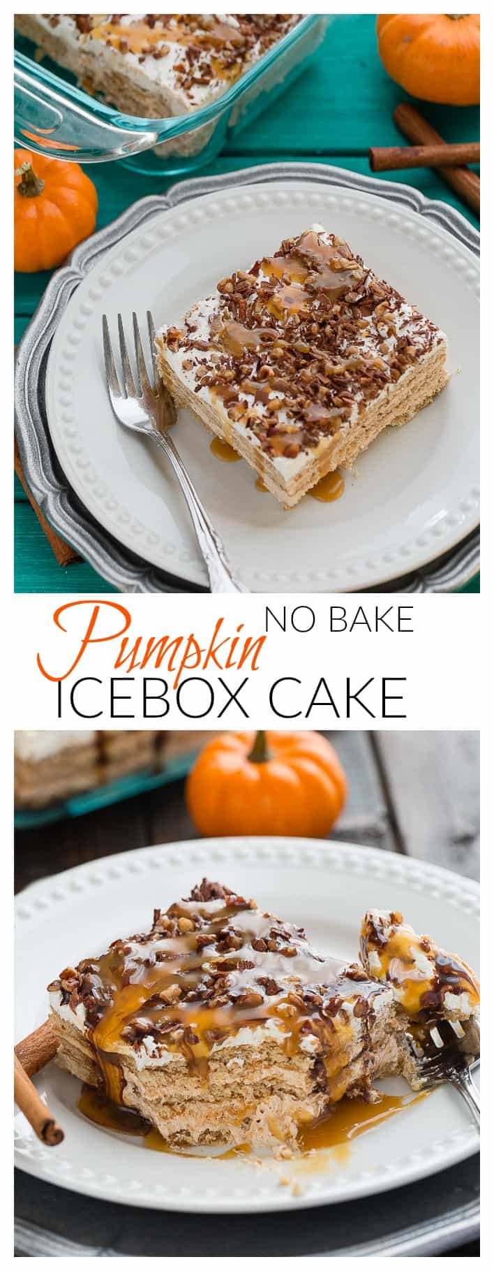 Pumpkin Ice Box Cake is the perfect easy no-bake fall dessert!