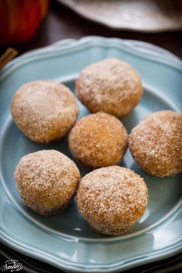 Pumpkin Nutella Donut Muffins on a plate