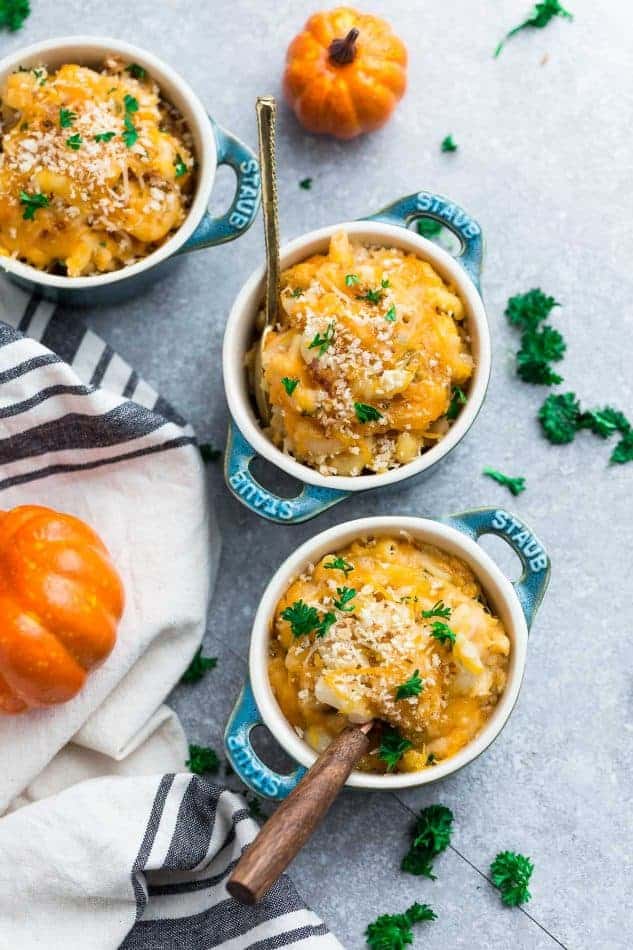 Easy Pumpkin Stovetop Creamy Macaroni & Cheese takes only 30 minutes to make for a perfect weeknight meal for fall. Made with a mix of three popular cheeses: sharp cheddar, parmesan and cream cheese.