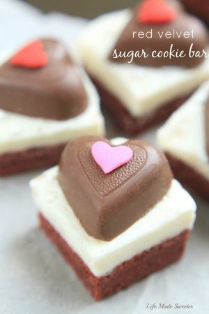 Red Velvet Sugar Cookie Bars with Cream Cheese Frosting @LifeMadeSweeter